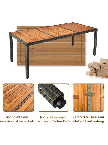 COSTWAY 9 tlg. Polyrattan Gartenmöbel Set in Grau