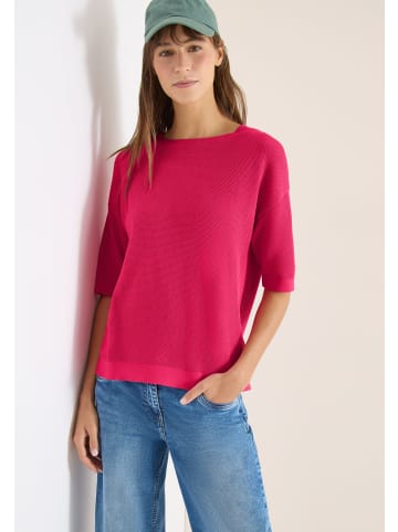 Cecil Strukturierte Kurzarmbluse in Beetroot Pink