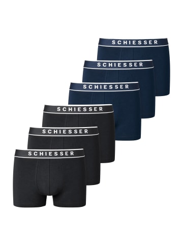 Schiesser Boxershort 6er Pack in Schwarz/Dunkelblau
