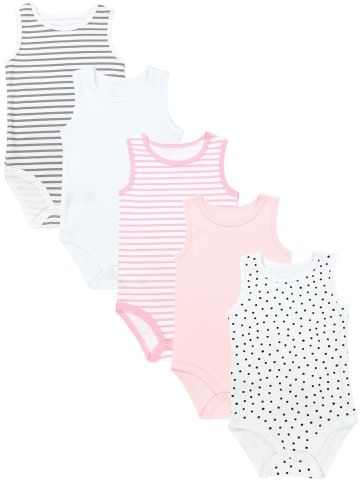 TupTam Baby Mädchen Achselbody 5er Pack in rosa/weiß