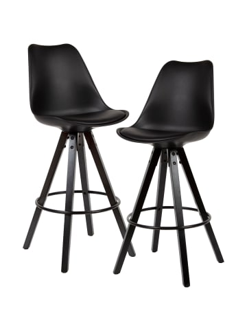 KADIMA DESIGN Barhocker 2er-Set | Kunstleder, Massivholz, Schwarz, Sitzhöhe 77cm