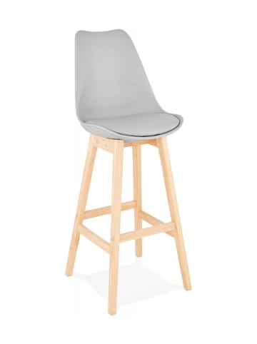 KADIMA DESIGN Barhocker mit Rückenlehne aus Eichenholz und Polypropylen in Grau-Beige