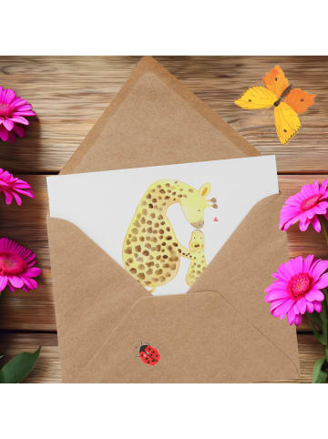 Mr. & Mrs. Panda Grußkarte Giraffe Kind mit Spruch in Weiß