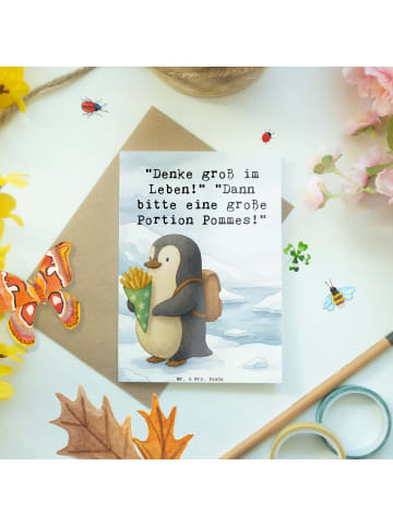 Mr. & Mrs. Panda Grußkarte Pinguin Pommestüte Design mit Spruch in Weiß