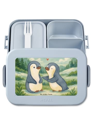 Mr. & Mrs. Panda Essensbox Pinguine trösten Design ohne Spruch in Blau Pastell