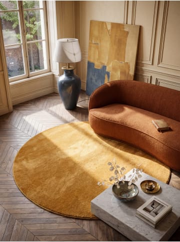 KADIMA DESIGN Teppich rund Uni rutschhemmend weich wohnlich Wohnzimmer Schlafzimmer in Gold