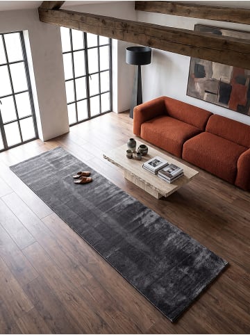 KADIMA DESIGN Läufer Uni rutschhemmend weich wohnlich Wohnzimmer Schlafzimmer in Anthrazit