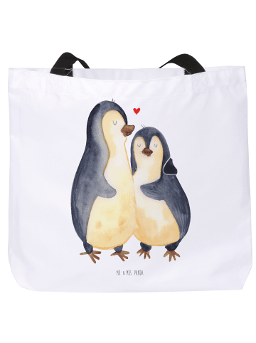Mr. & Mrs. Panda Beuteltasche Pinguin umarmen ohne Spruch in Weiß