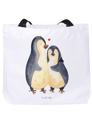 Mr. & Mrs. Panda Shopper Pinguin umarmen ohne Spruch in Weiß