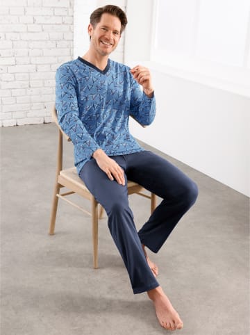 WITT WEIDEN Schlafanzug in mittelblau-marine-bedruckt