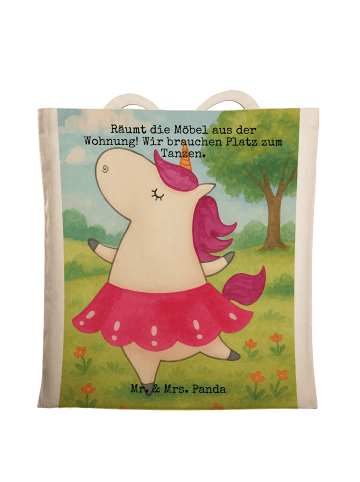 Mr. & Mrs. Panda Schultertasche Einhorn Ballerina Design mit Spruch in Weiß