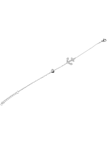 Adeliás Damen Armband aus Edelstahl mit Strass Steinchen 16+3 cm in silber
