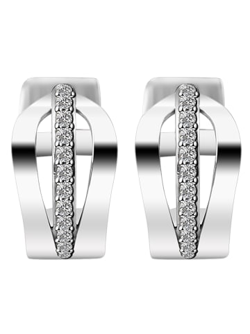 Adeliás Damen Ohrringe – Klappcreole aus 925 Silber mit Zirkonia in silber