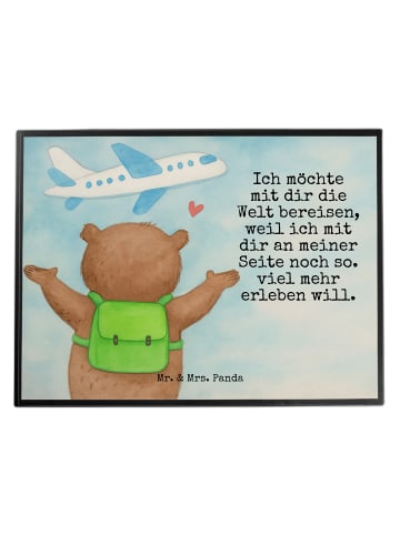 Mr. & Mrs. Panda Schreibunterlage Bär Flugzeug Design mit Spruch in Weiß