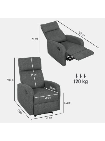 HOMCOM Relaxsessel-91L x 63B x 98H cm-Grau