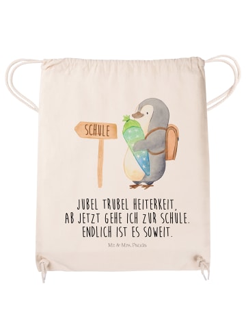 Mr. & Mrs. Panda Stofftasche Pinguin Schultüte mit Spruch in Creme