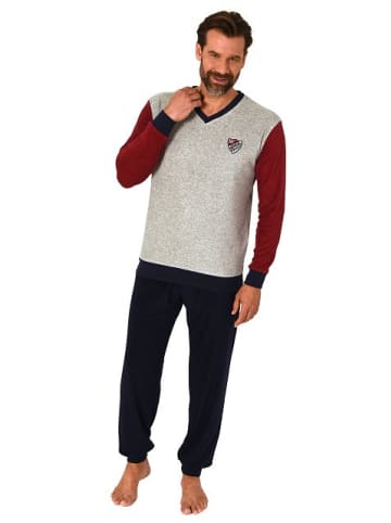 NORMANN Frottee Pyjama Schlafanzug & Bündchen - 82496 in rot