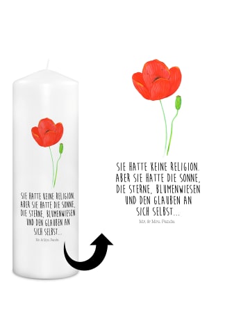 Mr. & Mrs. Panda Kerze Blume Mohnblume mit Spruch in Weiß