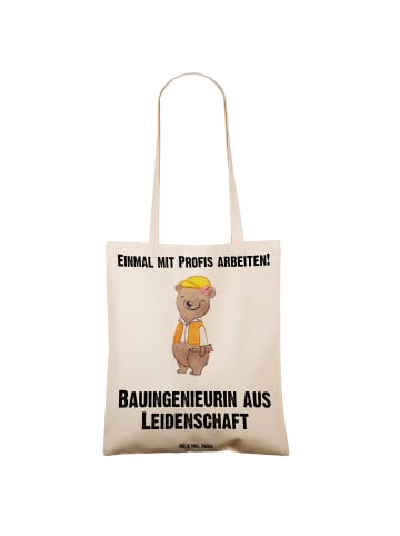 Mr. & Mrs. Panda Tote Bag Bauingenieurin Leidenschaft mit Spruch in Creme