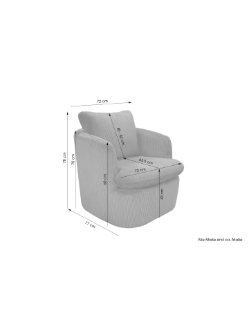 byLiving Sessel Harmony in Grob-Cord dunkelgrau