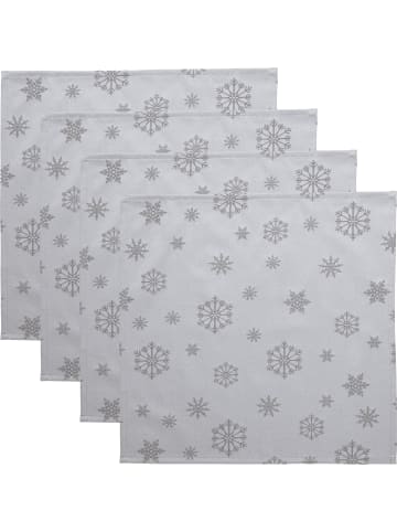 Erwin Müller Jacquard, Baumwollmischung Serviette 4er-Pack Marbella in silber