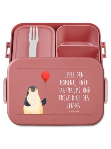 Mr. & Mrs. Panda Bentobox Pinguin Luftballon Motiv mit Spruch in Rot Pastell