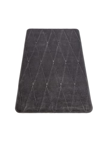 KADIMA DESIGN Waschbarer Teppich Badezimmer waschmaschinenwaschbar Geometrisch in Dunkelgrau