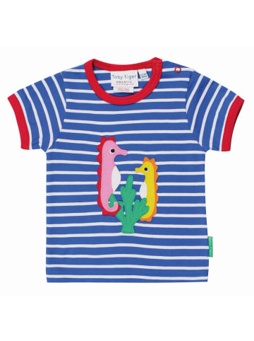 Toby Tiger T-Shirt mit Seepferdchen Applikation in blau