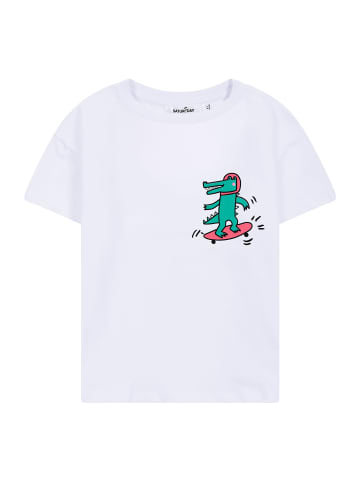 SATURNDAY T-Shirt mit Krokodil Print in Weiß