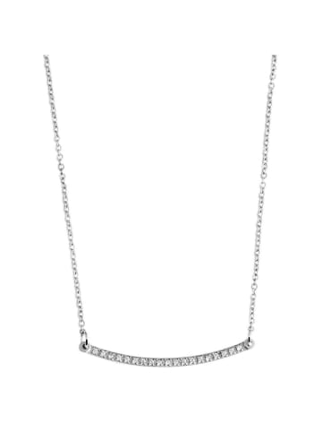 Adeliás Damen Halskette – Ankerkette aus Edelstahl mit Zirkonia 43 cm in silber