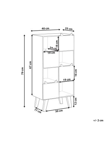 Beliani Bücherregal RUPERT in Braun/Weiß - (W) 40 x (H) 79 x (L) 25 cm