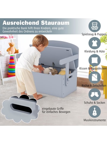COSTWAY 3 in 1 Kindertisch mit Sitzbank in Grau