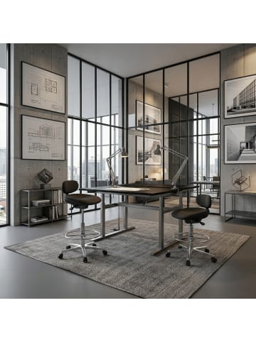 KADIMA DESIGN Arbeitshocker LOUISIANA Stoffbezug schwarz Drehhocker