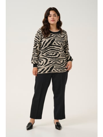 KAFFE curve Strickpullover KCvilma in Black/Feather G. Animal Knit