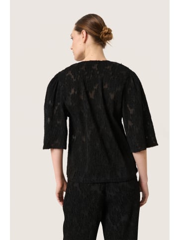 Soaked in Luxury Kurzarm-Bluse SLRaye Gerade Passform in Black