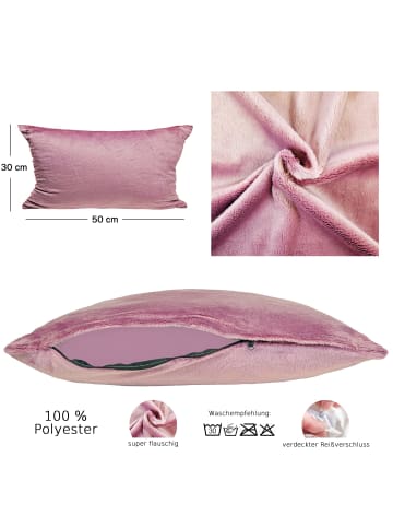 JACK 2er Set Teddy Flausch Kissenhülle Kissenbezug in Antik Rosa