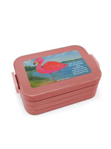 Mr. & Mrs. Panda Bento Box Flamingo Classic Design mit Spruch in Rot Pastell