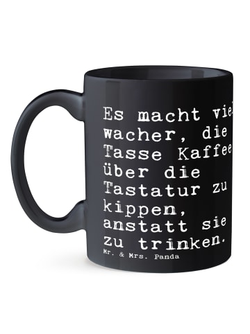 Mr. & Mrs. Panda Tasse Es macht viel wacher,... mit Spruch in Schwarz