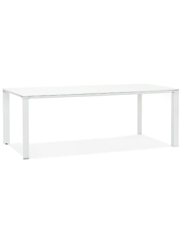 KADIMA DESIGN Schreibtisch Glas & Metall, 200x100cm minimalistisch funktional in Weiß
