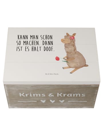 Mr. & Mrs. Panda Aufbewahrungsbox Alpaka Blume mit Spruch in Weiß