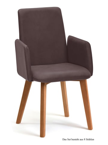 58 aufm Kessel ARMLEHNSTUHL (8er-Set) Darcie 52x92x60 Eiche geölt/Braun