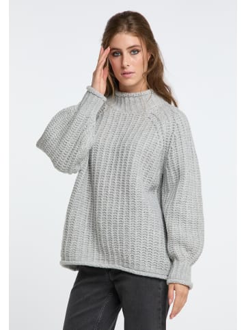 IZIA Damen Strickpullover in Grau Melange