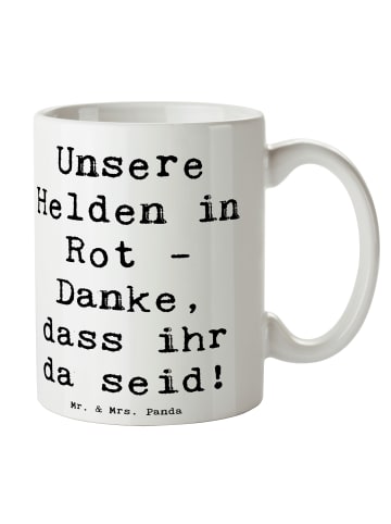 Mr. & Mrs. Panda Keramtiktasse Spruch Feuerwehrmann Helden mit S... in Weiß
