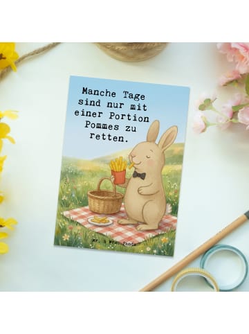 Mr. & Mrs. Panda Postkarte Hase Pommes Design mit Spruch in Weiß
