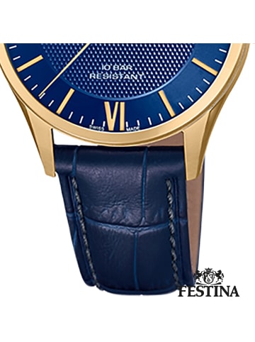 Festina Analog-Armbanduhr Festina Swiss Made blau groß (ca. 40mm)