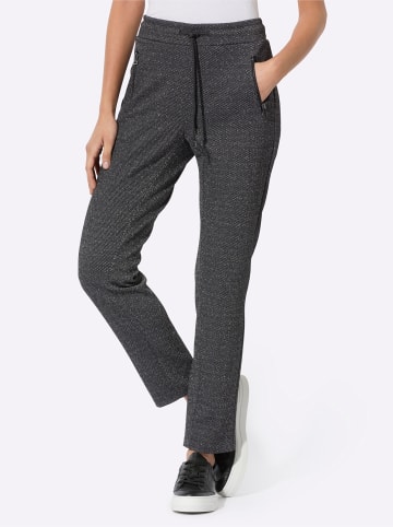 creation L Jacquard-Hose in schwarz-silberfarben-gemustert
