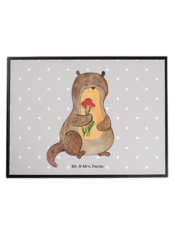 Mr. & Mrs. Panda Bastelunterlage Otter Blumenstrauß ohne Spruch in Grau Pastell
