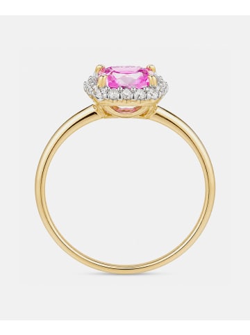 Diamant L'éternel Ring, mit synth. Saphir, 375 Gelbgold