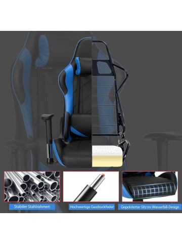 COSTWAY Gaming Stuhl in Blau