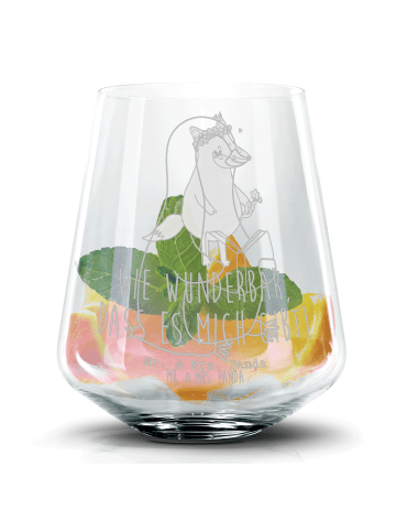 Mr. & Mrs. Panda Blümchentail Glas Pinguin Buch ohne Spruch in Transparent